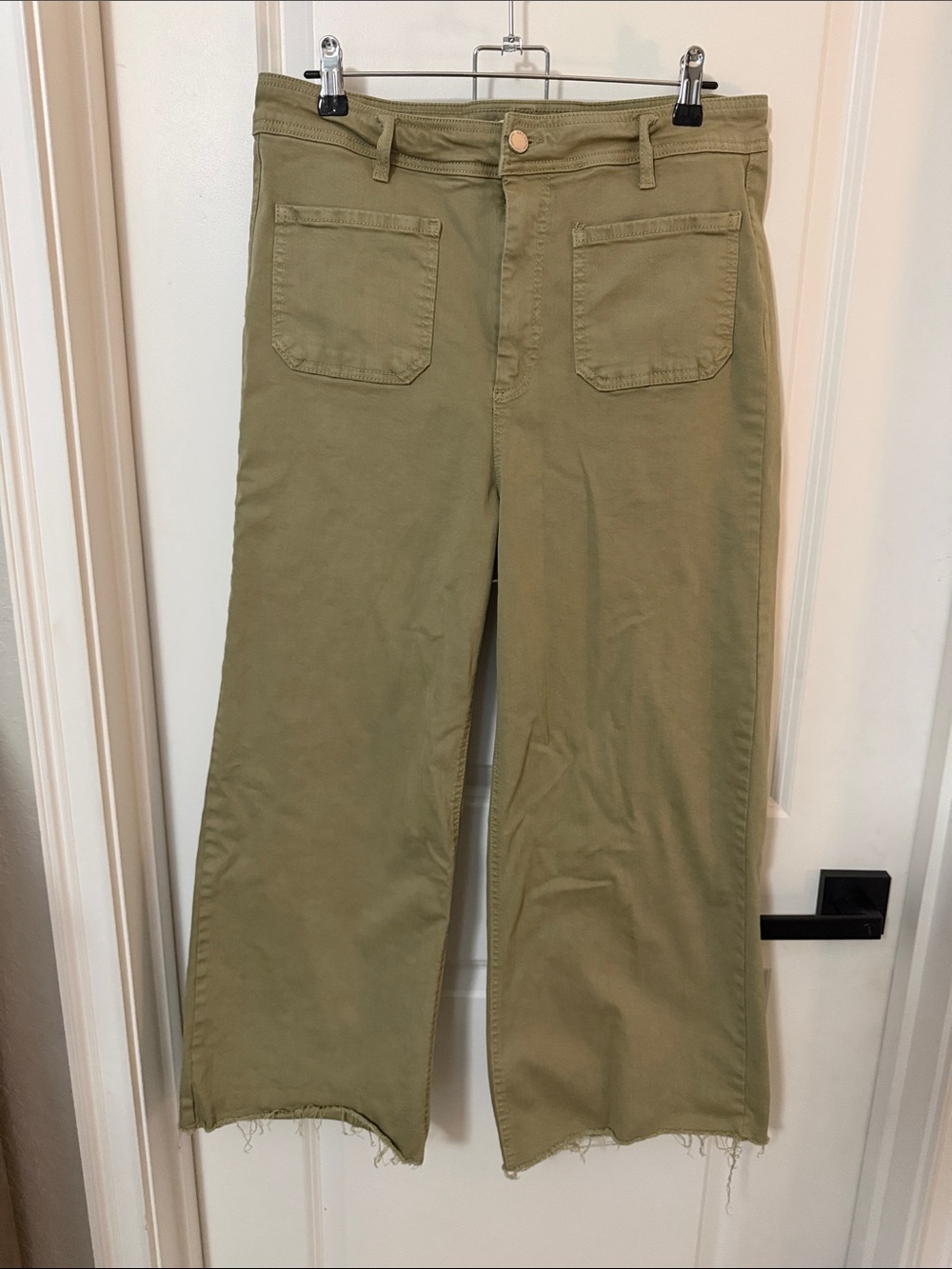 Oat New York Olive Wide-Leg Jeans with Raw Hem